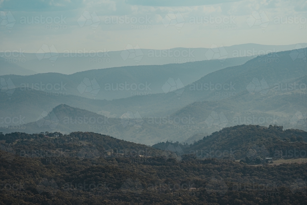 Layers of mountains as seen from Blackheath Lookout - Australian Stock Image