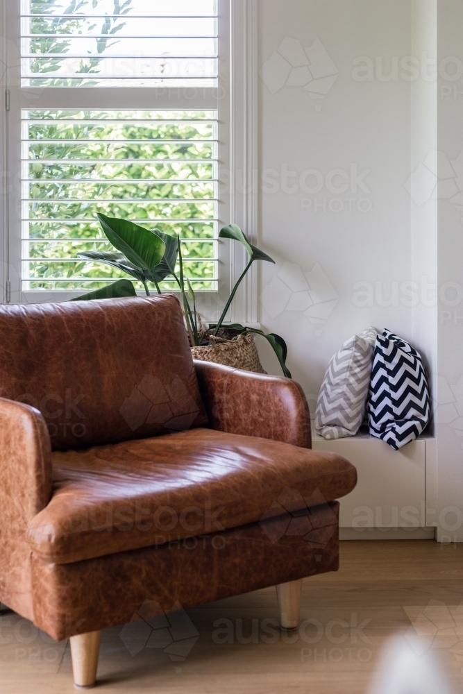leather club chair - Australian Stock Image