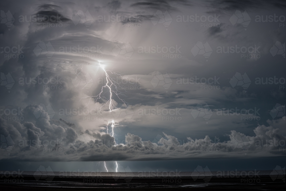Lee Point lightning out at sea - Australian Stock Image