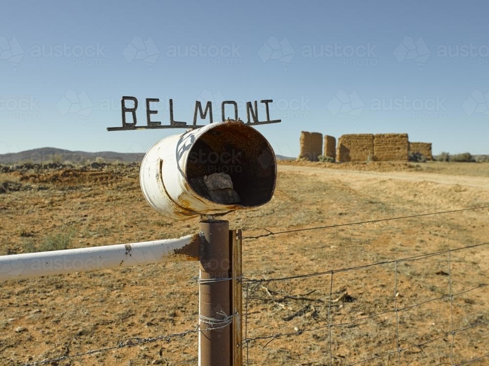 Letterbox at outback station - Australian Stock Image