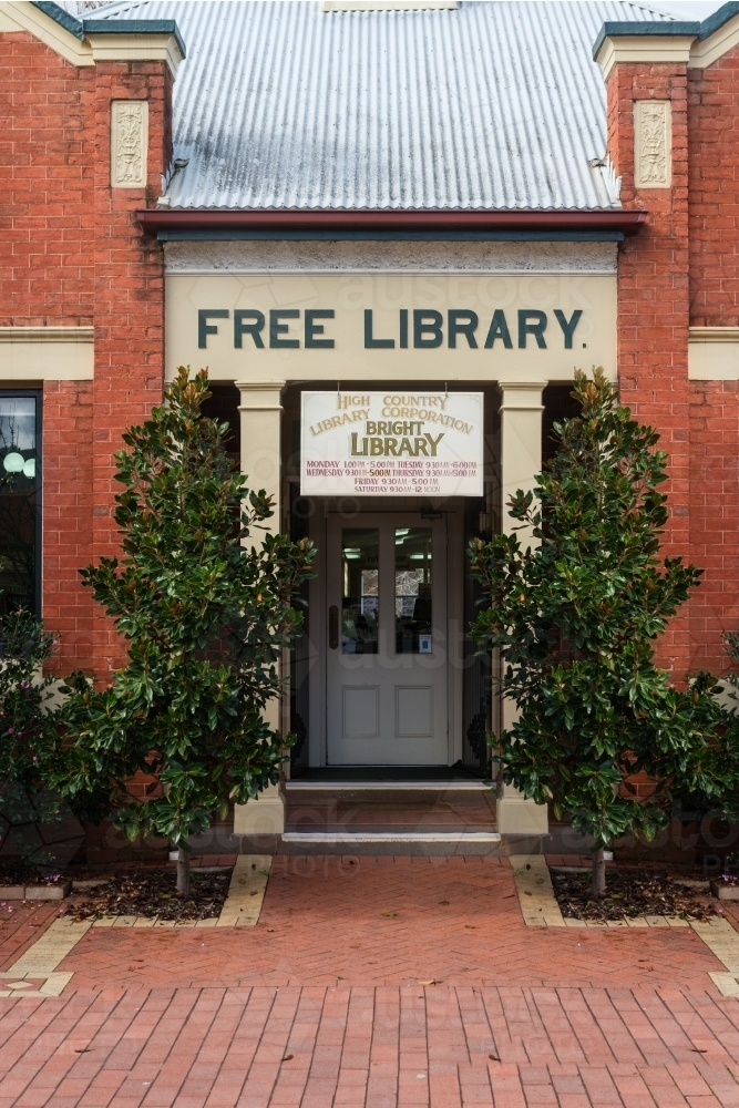 Image of Library in Bright with original signage - Austockphoto