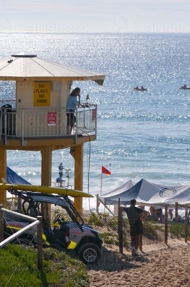 Life guard tower at beach - Australian Stock Image