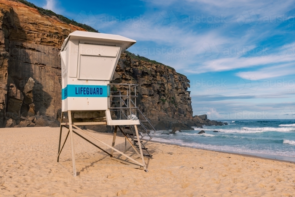 Lifeguard lookout tower on Redhead Beach, Newcastle New South Wales - Australian Stock Image