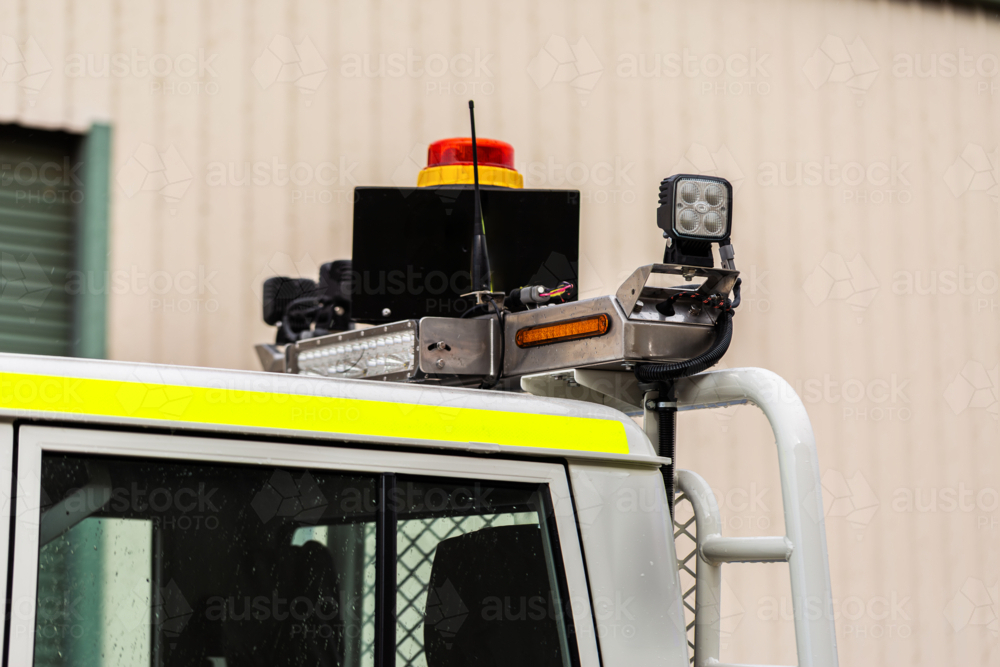 light bar fitted to top of mining fleet Ute vehicle - Australian Stock Image