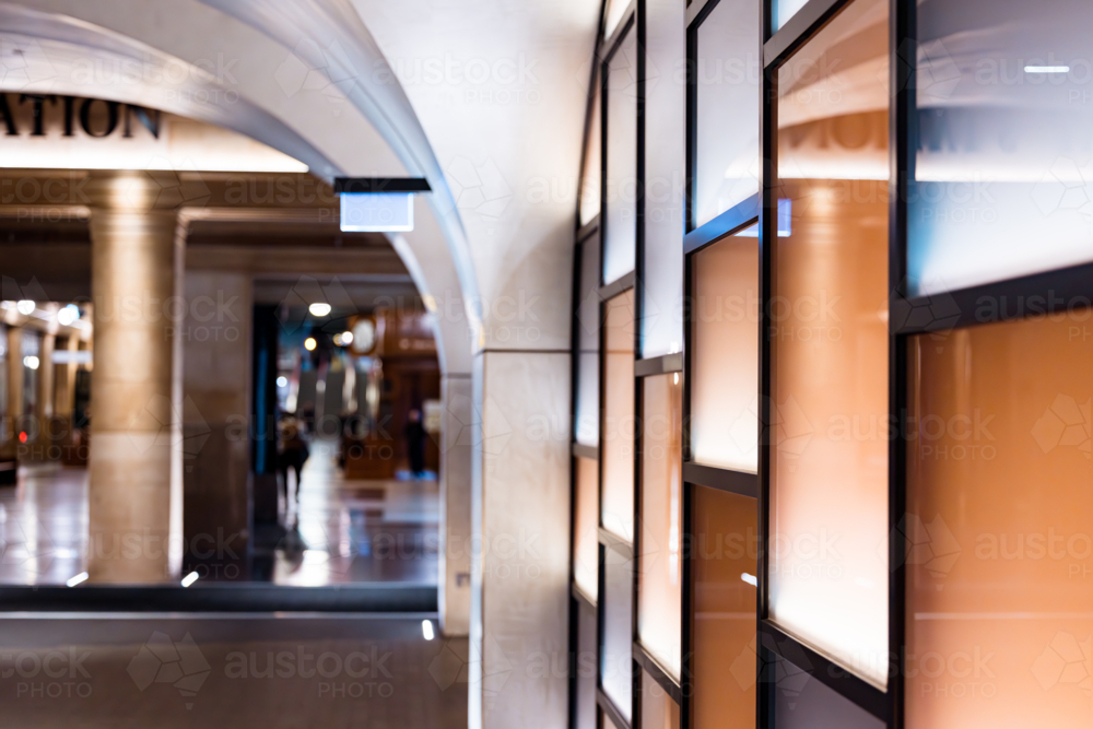 Light design on walls leading to Adelaide Railway Station - Australian Stock Image