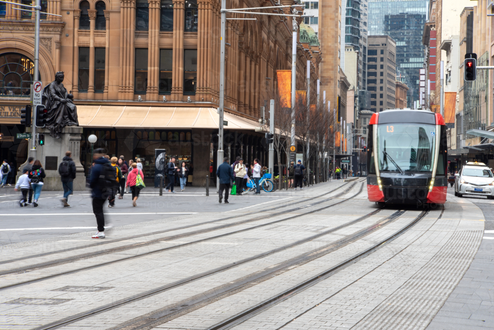 Light rail train in Sydney CBD - Australian Stock Image