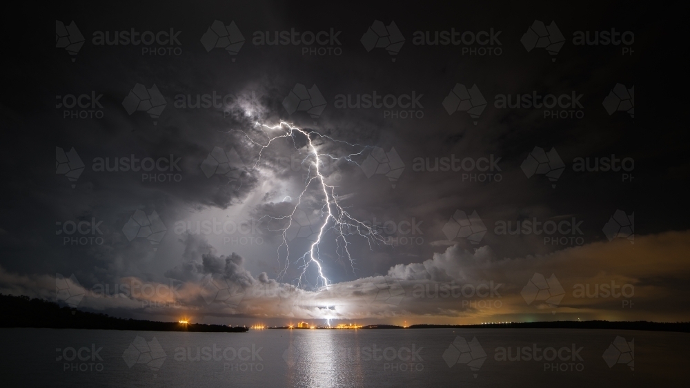 Lightning over Inpex - Australian Stock Image