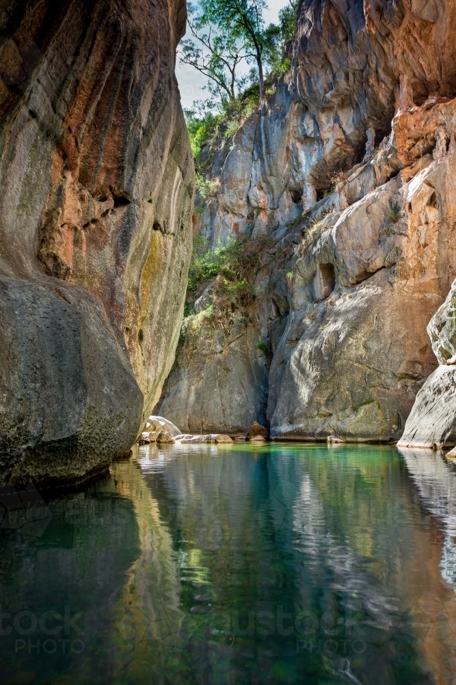 Limestone canyon and creek with swimming spot - Australian Stock Image
