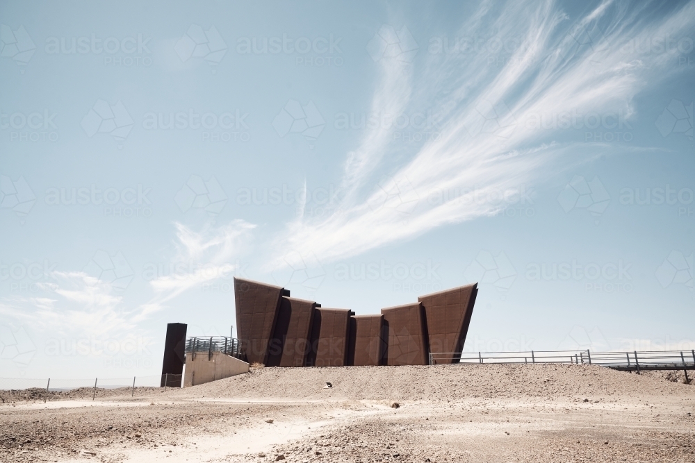 Line of Lode Miner’s Memorial with whispy clouds - Australian Stock Image