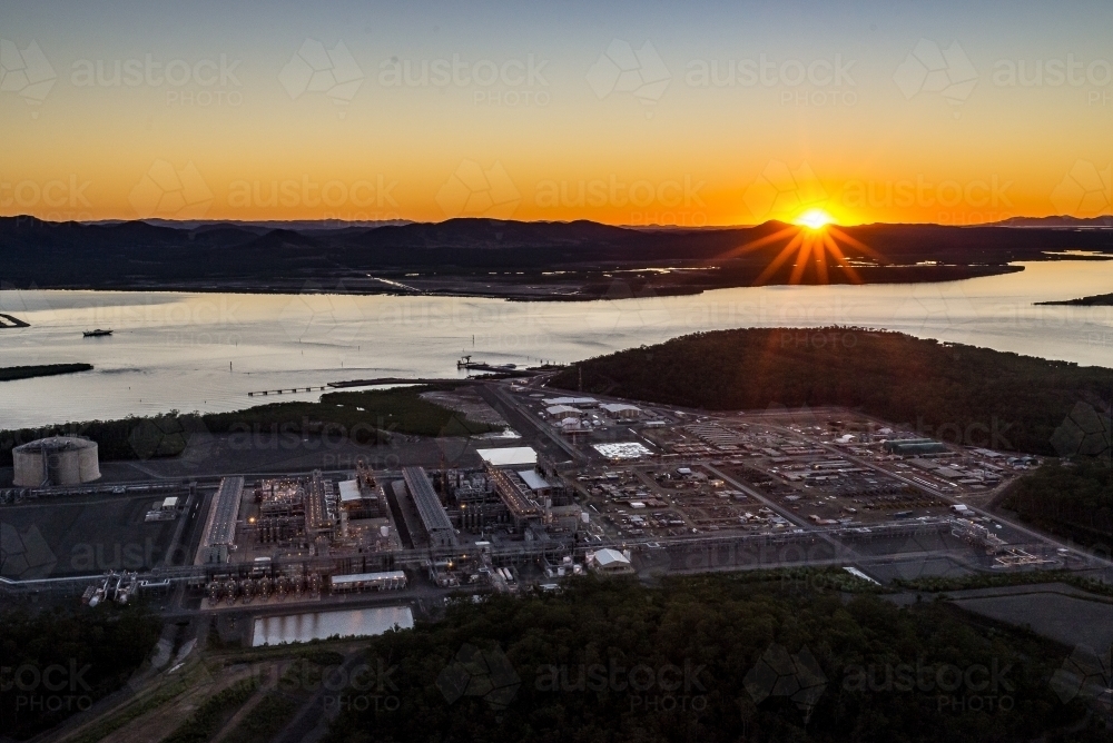 Liquified natural gas plant (LNG) during construction stage on Curtis Island in June 2016. - Australian Stock Image