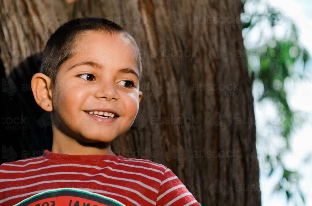 Little Aboriginal Boy Smiling - Australian Stock Image