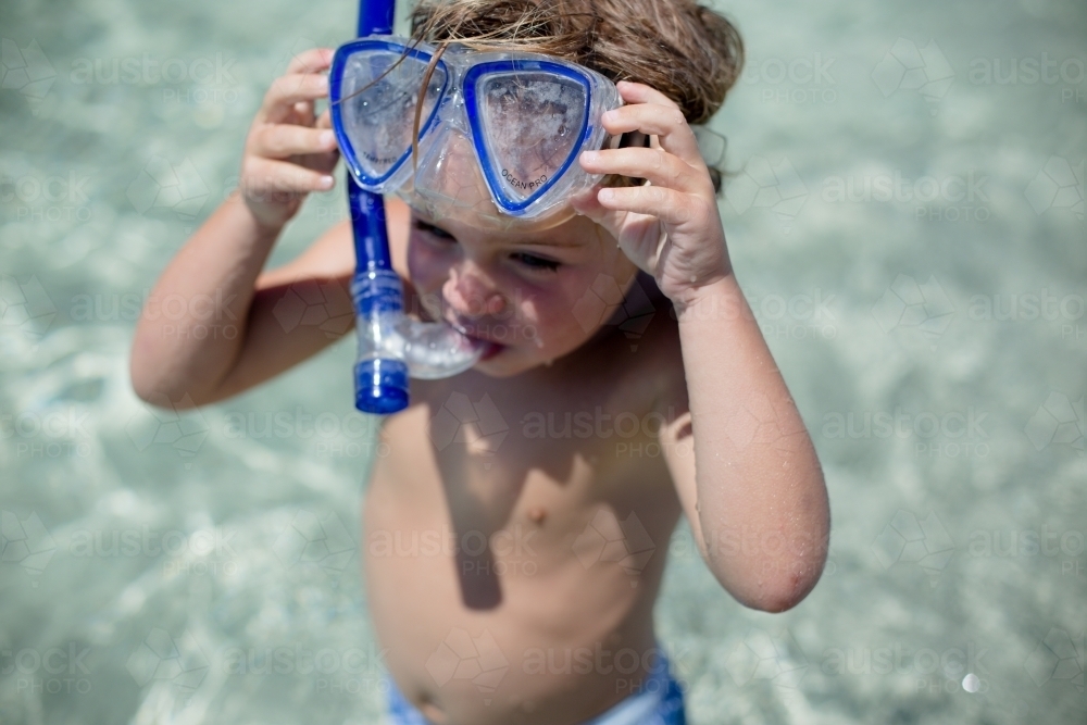 Little boy snorkeling - Australian Stock Image
