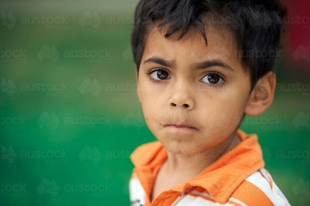 Little Boy with a Serious Expression - Australian Stock Image