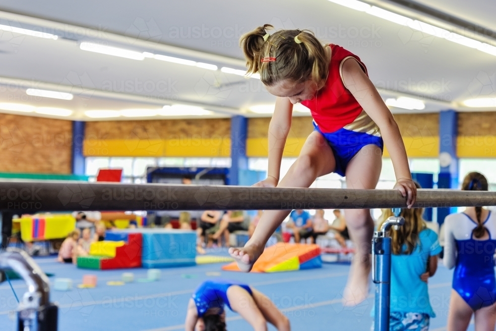 little girl at gymnastics - Australian Stock Image