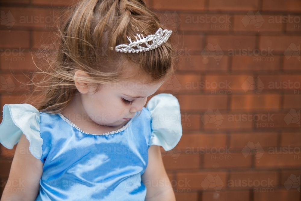 Image Of Little Girl In Princess Dress Ups Costume And Tiara