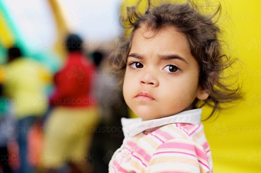 Little Girl on a Yellow Background - Australian Stock Image