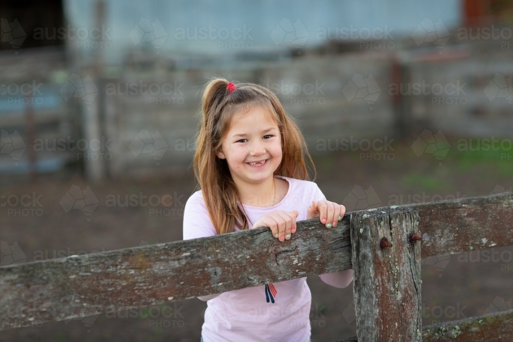 Little girl with long hair and no front teeth - Australian Stock Image