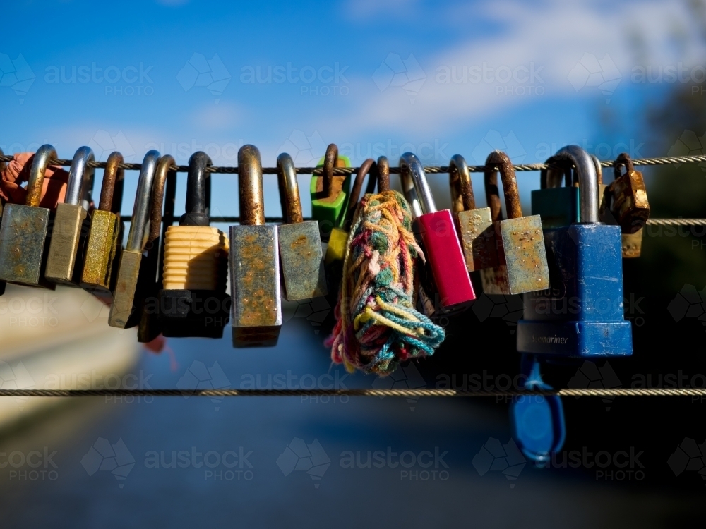 Locks on Bridge - Australian Stock Image