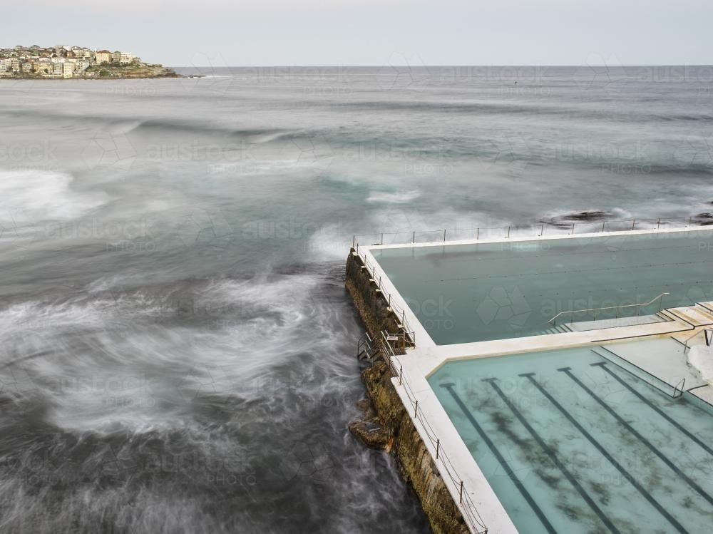 long exposure of Bondi Beach and Icebergs Pool - Australian Stock Image