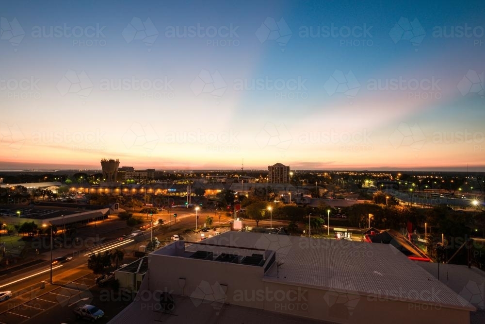 Long exposure photo of Darwin city at dusk after sunset - Australian Stock Image