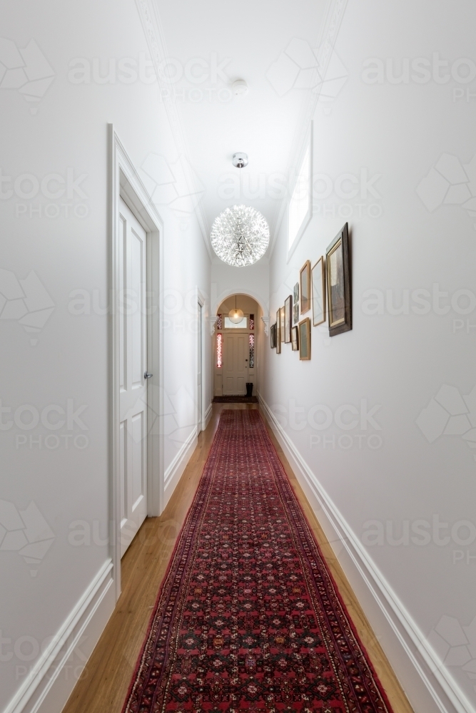 Long hallway in a renovated Victorian heritage home - Australian Stock Image