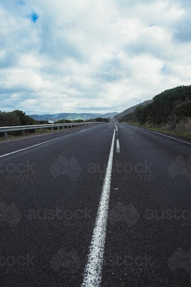 long stretch of highway along the Great Ocean Road, Victoria - Australian Stock Image