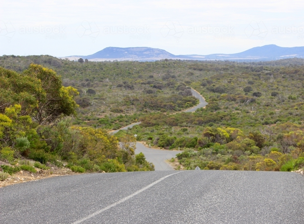 Long winding road over mountains - Australian Stock Image