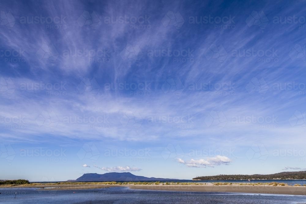 Looking across the bay to Maria island. - Australian Stock Image