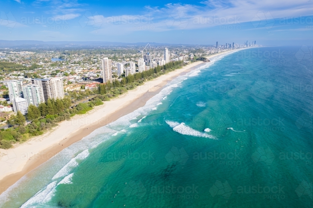 Looking along the Gold Coast coastline to the north - Australian Stock Image
