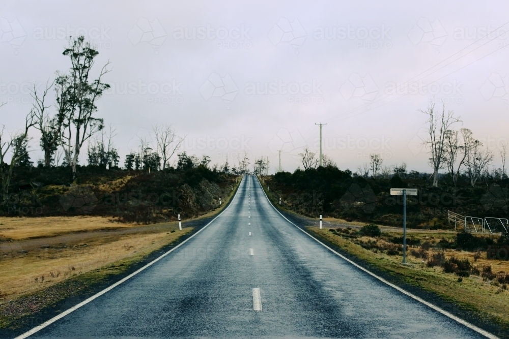 Looking down an empty country road - Australian Stock Image