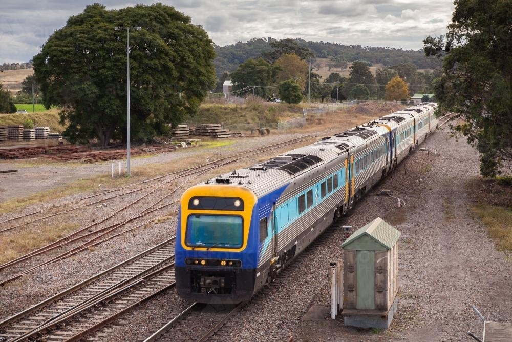Looking down at a passenger train - Australian Stock Image