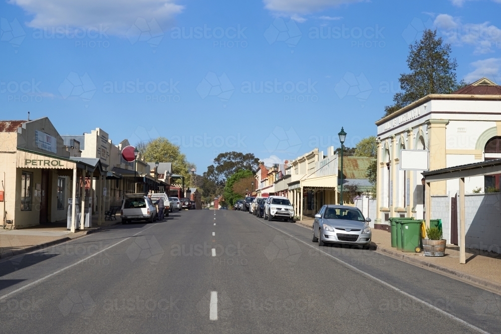 Looking down main street of Chiltern, VIC - Australian Stock Image