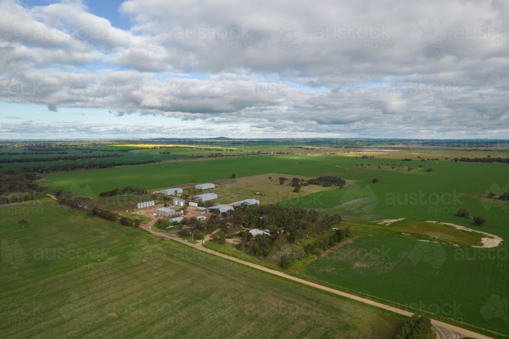Image of Looking down on a large farm property in rural Australia ...