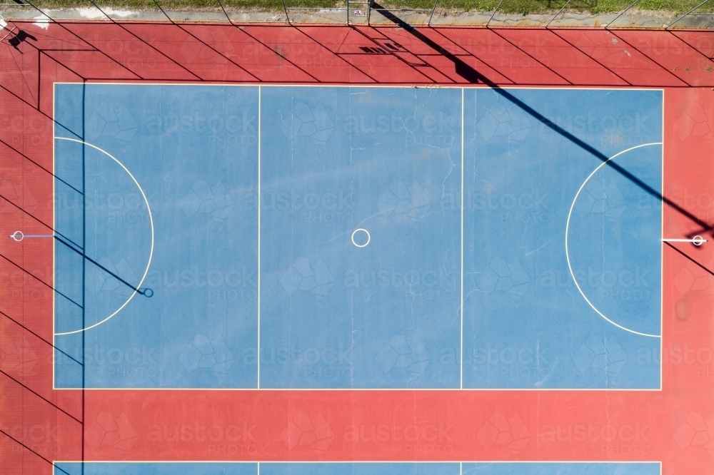 Looking down on a netball court. - Australian Stock Image