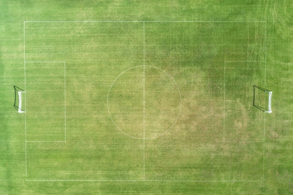 Looking down on a soccer field. - Australian Stock Image