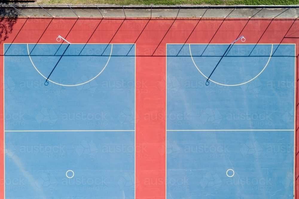 Looking down on netball courts. - Australian Stock Image
