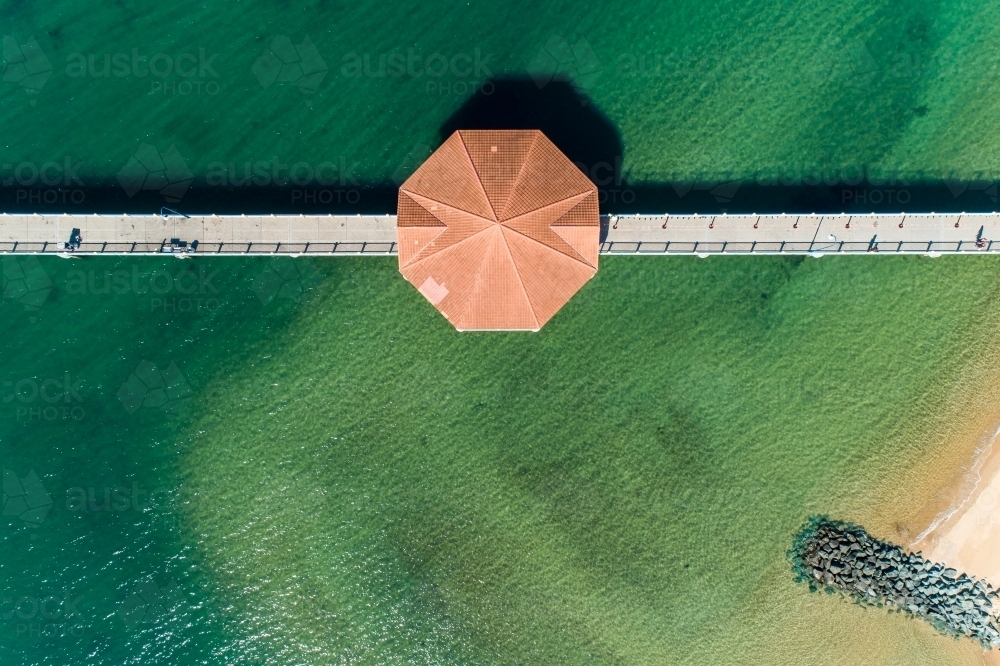 Looking down on Redcliffe Pier and groyne - Australian Stock Image