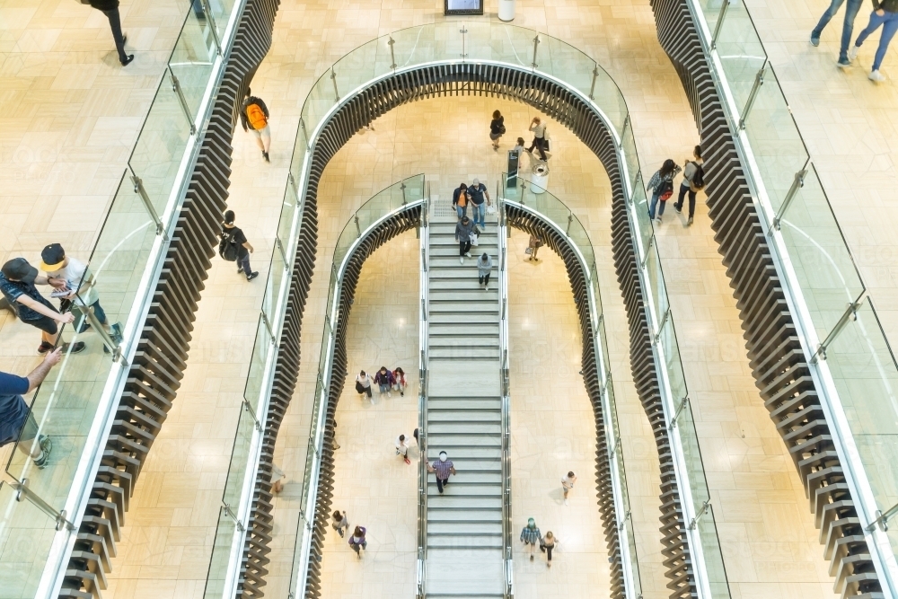 Looking down on the interior of a multi storey shopping centre - Australian Stock Image