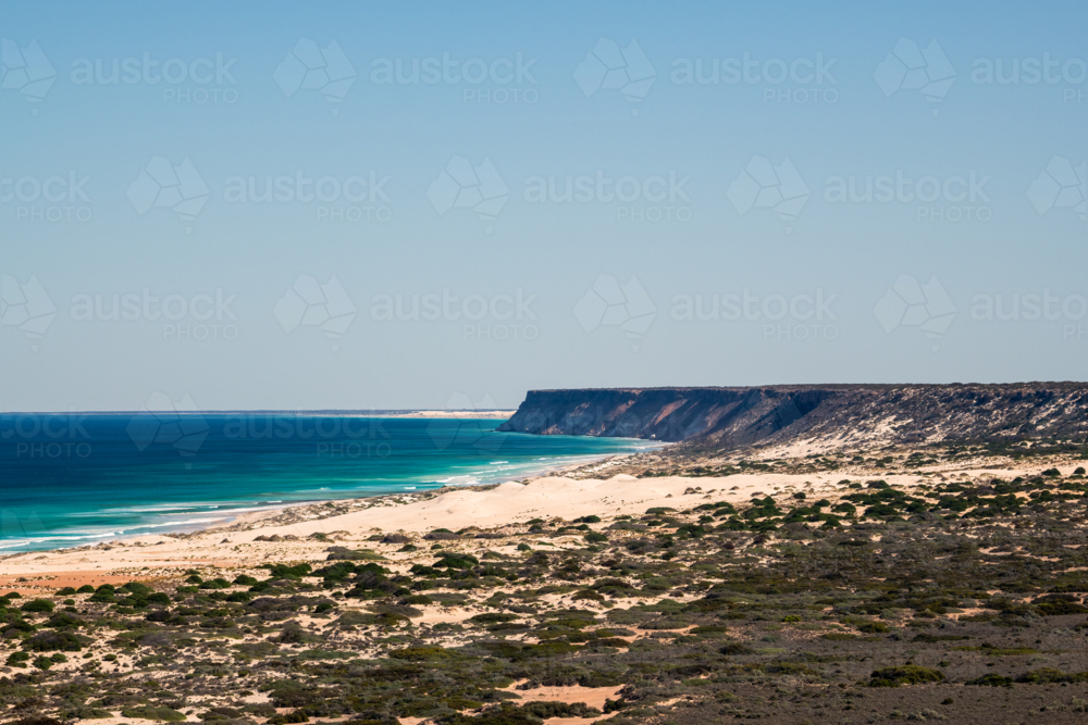 Looking down over the ocean towards cliffs on the Great Australian Bight - Australian Stock Image