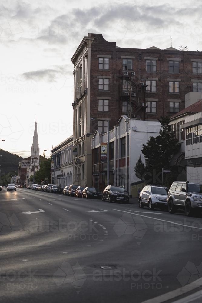 Looking down Patterson Street in Launceston, Tasmania - Australian Stock Image