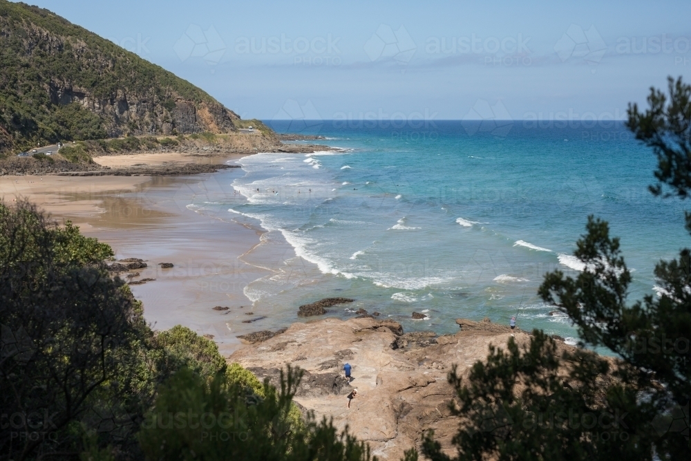 Looking down to a beach cove - Australian Stock Image