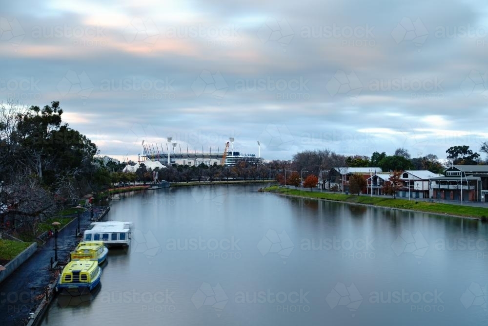 Looking Easterly Towards MCG over Yarra River from Princes Bridge - Australian Stock Image
