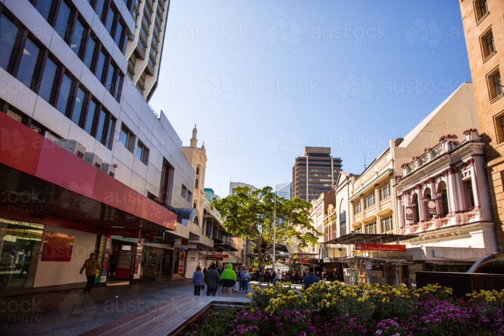 Looking North down Queen Street mall in Brisbane - Australian Stock Image