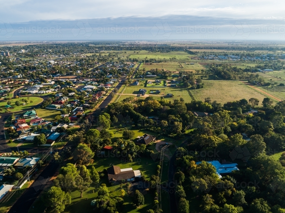 Looking over the country town of Narromine in rural NSW - Australian Stock Image