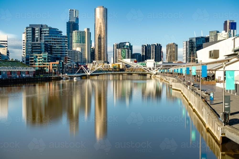 Looking towards City bulidings and South Wharf, Melbourne - Australian Stock Image