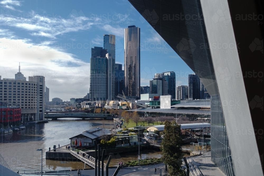 Looking towards Melbourne CBD from a Convention Building on the Southern Side of Melbourne - Australian Stock Image