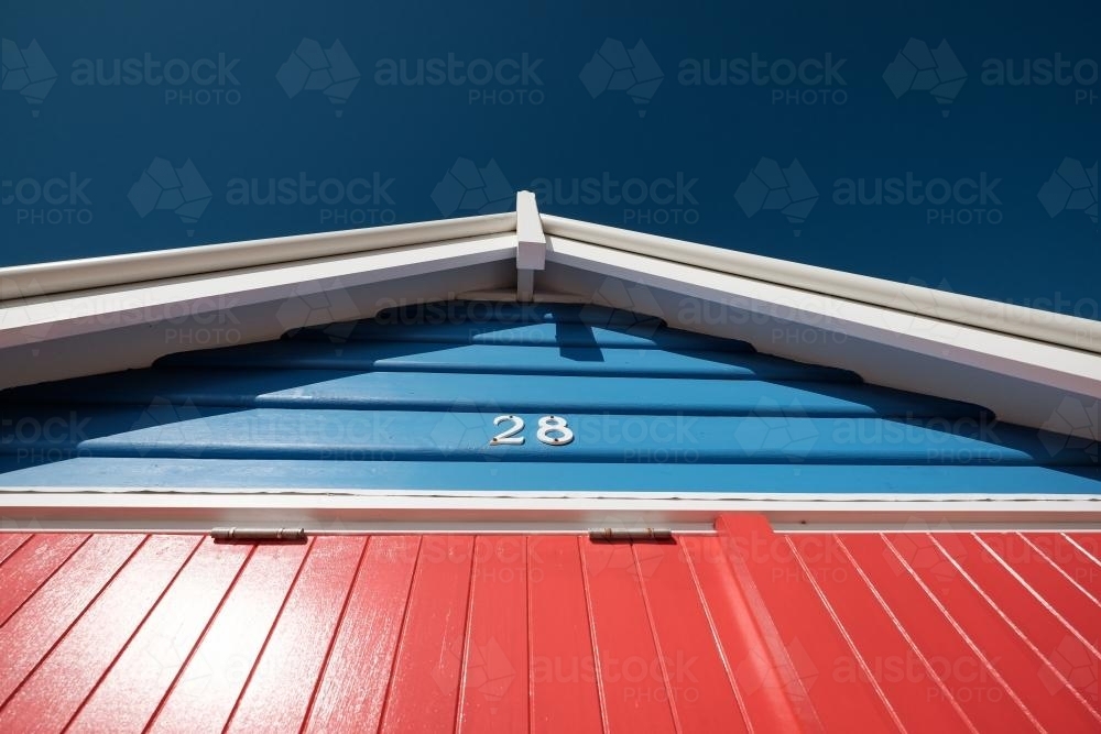 Looking up at a Brighton Bathing Box - Australian Stock Image