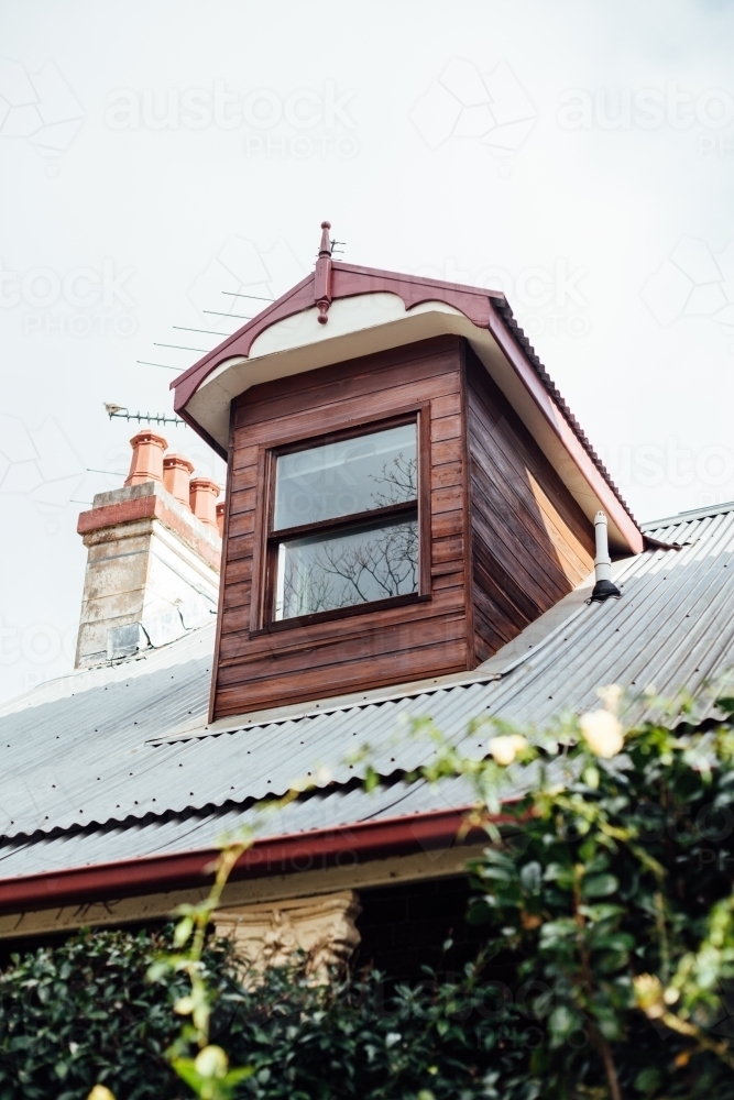 Looking up at attic roof of home - Australian Stock Image
