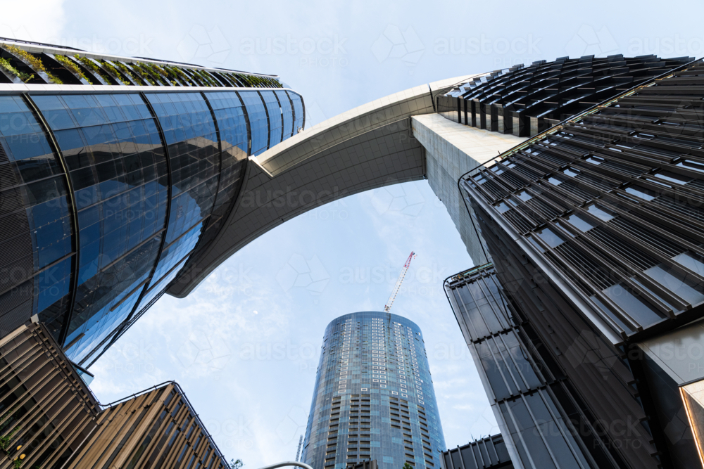 Looking up at city high rise buildings - Australian Stock Image