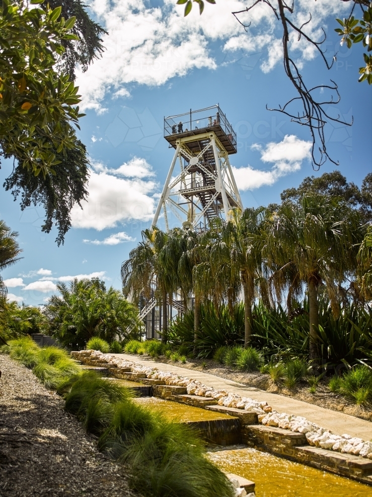 lookout and stream at regional gardens - Australian Stock Image